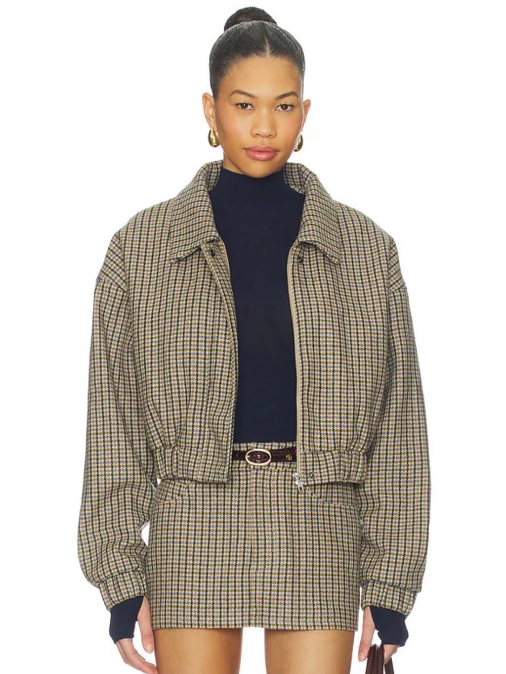 NWT Nakedvice The Selene Check Jacket in Brown & Blue - Size XS